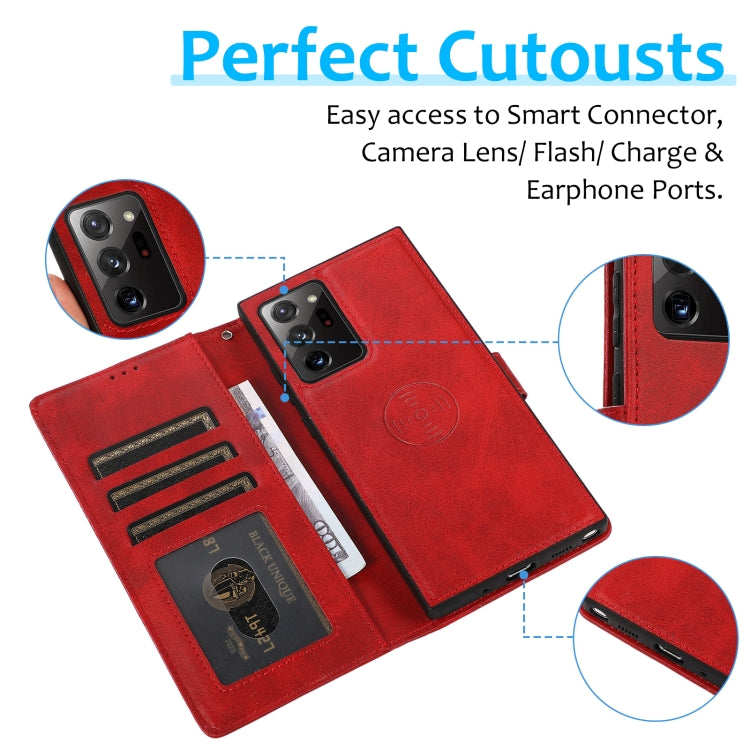 For Samsung Galaxy Note20 Ultra Calf Texture 2 in 1 Detachable Magnetic Back Cover Horizontal Flip Leather Case with Holder & Card Slots & Wallet & Photo Frame