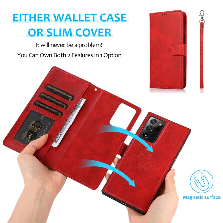 For Samsung Galaxy Note20 Ultra Calf Texture 2 in 1 Detachable Magnetic Back Cover Horizontal Flip Leather Case with Holder & Card Slots & Wallet & Photo Frame