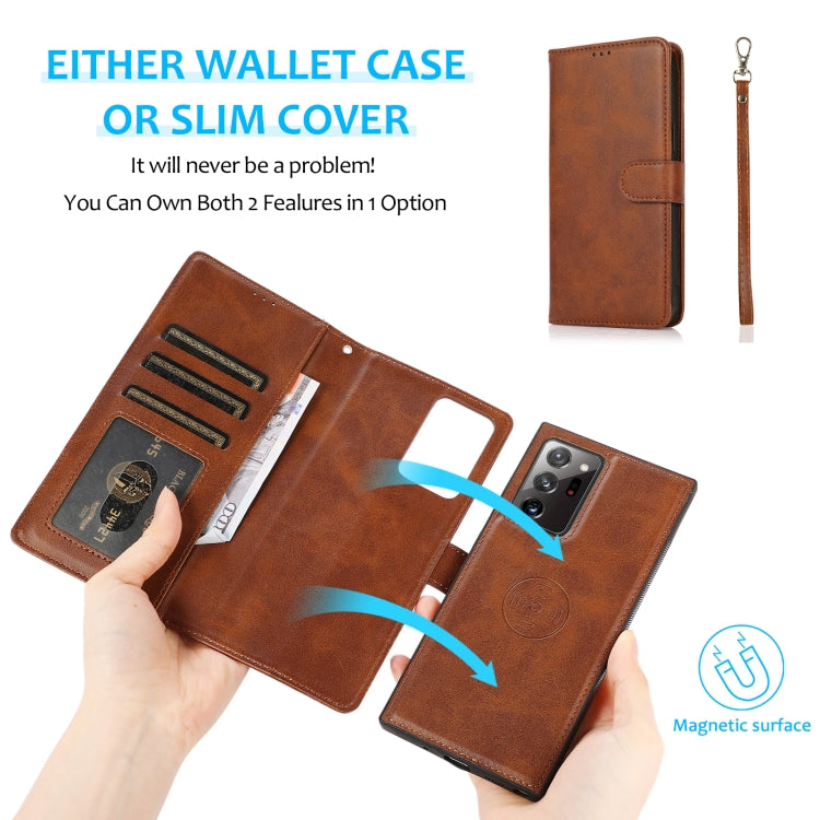 For Samsung Galaxy Note20 Ultra Calf Texture 2 in 1 Detachable Magnetic Back Cover Horizontal Flip Leather Case with Holder & Card Slots & Wallet & Photo Frame