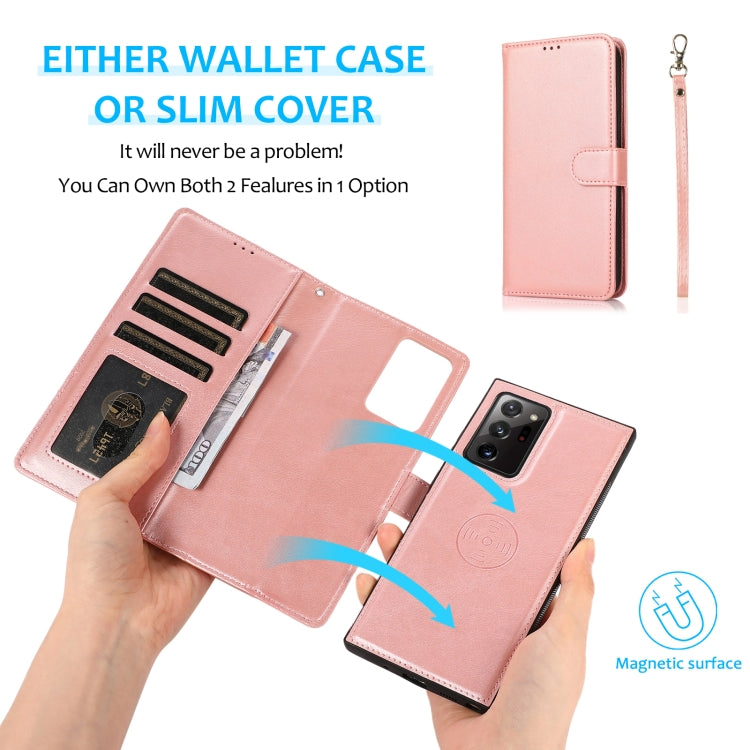 For Samsung Galaxy Note20 Ultra Calf Texture 2 in 1 Detachable Magnetic Back Cover Horizontal Flip Leather Case with Holder & Card Slots & Wallet & Photo Frame