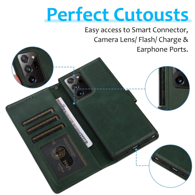 For Samsung Galaxy Note20 Ultra Calf Texture 2 in 1 Detachable Magnetic Back Cover Horizontal Flip Leather Case with Holder & Card Slots & Wallet & Photo Frame