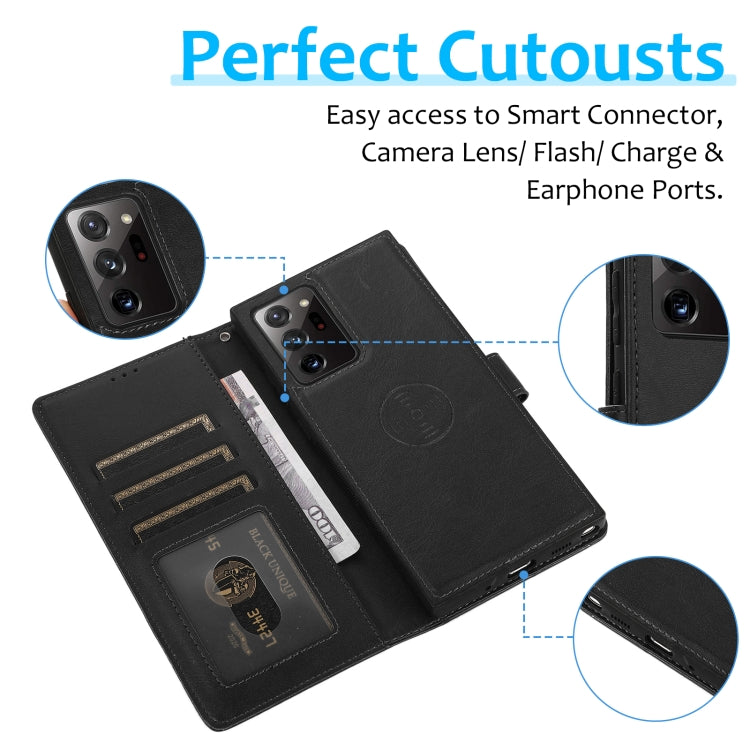 For Samsung Galaxy Note20 Ultra Calf Texture 2 in 1 Detachable Magnetic Back Cover Horizontal Flip Leather Case with Holder & Card Slots & Wallet & Photo Frame