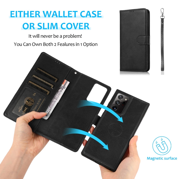 For Samsung Galaxy Note20 Ultra Calf Texture 2 in 1 Detachable Magnetic Back Cover Horizontal Flip Leather Case with Holder & Card Slots & Wallet & Photo Frame