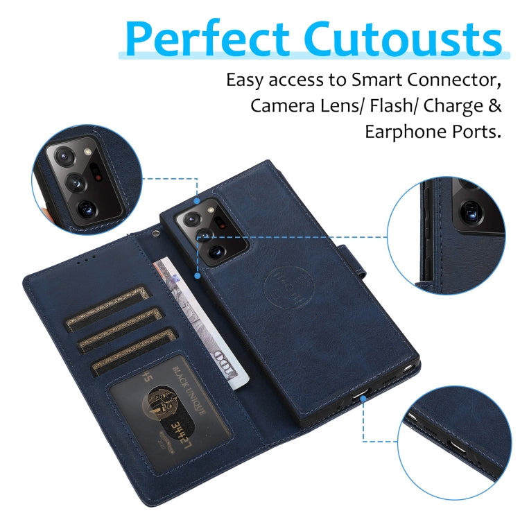 For Samsung Galaxy Note20 Ultra Calf Texture 2 in 1 Detachable Magnetic Back Cover Horizontal Flip Leather Case with Holder & Card Slots & Wallet & Photo Frame