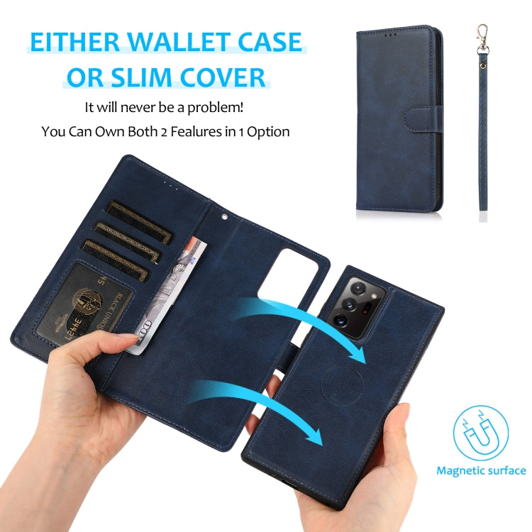 For Samsung Galaxy Note20 Ultra Calf Texture 2 in 1 Detachable Magnetic Back Cover Horizontal Flip Leather Case with Holder & Card Slots & Wallet & Photo Frame