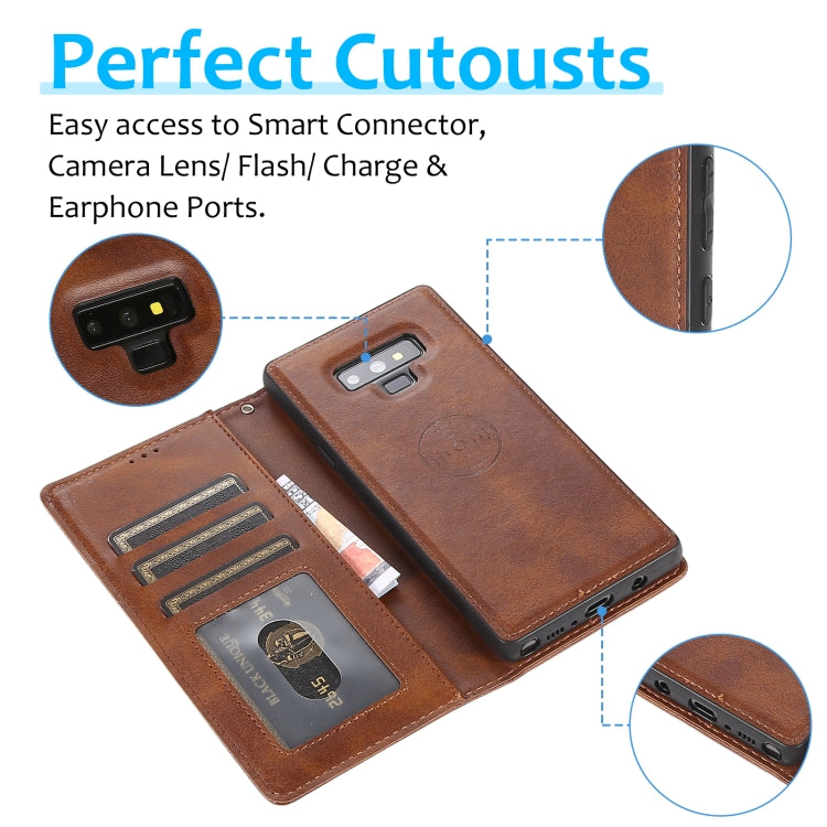 For Samsung Galaxy Note9 Calf Texture 2 in 1 Detachable Magnetic Back Cover Horizontal Flip Leather Case with Holder & Card Slots & Wallet & Photo Frame