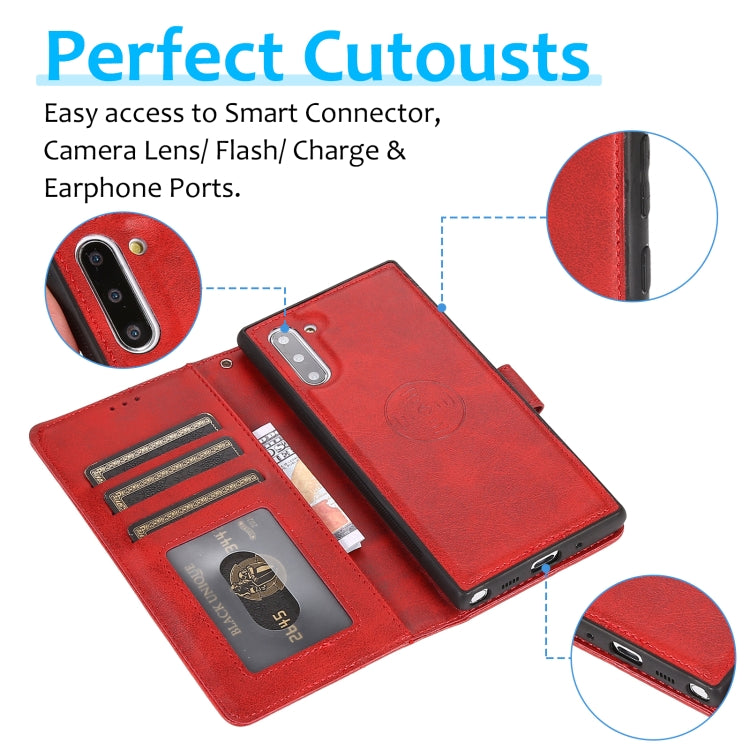 For Samsung Galaxy Note10 Calf Texture 2 in 1 Detachable Magnetic Back Cover Horizontal Flip Leather Case with Holder & Card Slots & Wallet & Photo Frame