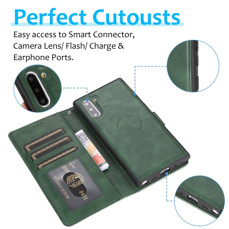 For Samsung Galaxy Note10 Calf Texture 2 in 1 Detachable Magnetic Back Cover Horizontal Flip Leather Case with Holder & Card Slots & Wallet & Photo Frame