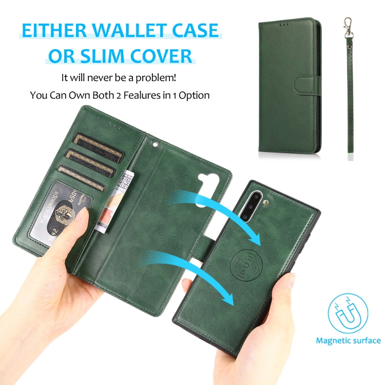 For Samsung Galaxy Note10 Calf Texture 2 in 1 Detachable Magnetic Back Cover Horizontal Flip Leather Case with Holder & Card Slots & Wallet & Photo Frame