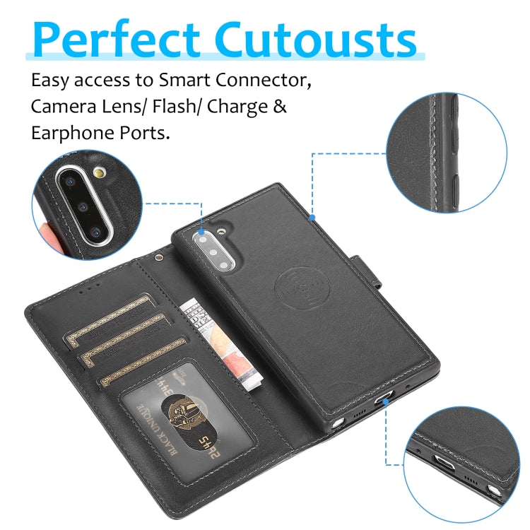 For Samsung Galaxy Note10 Calf Texture 2 in 1 Detachable Magnetic Back Cover Horizontal Flip Leather Case with Holder & Card Slots & Wallet & Photo Frame