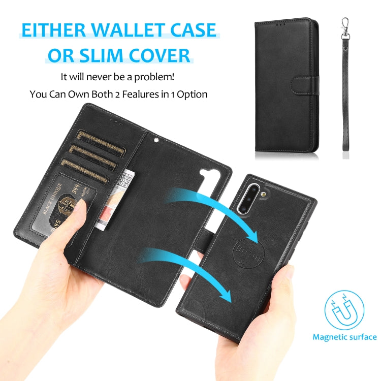 For Samsung Galaxy Note10 Calf Texture 2 in 1 Detachable Magnetic Back Cover Horizontal Flip Leather Case with Holder & Card Slots & Wallet & Photo Frame