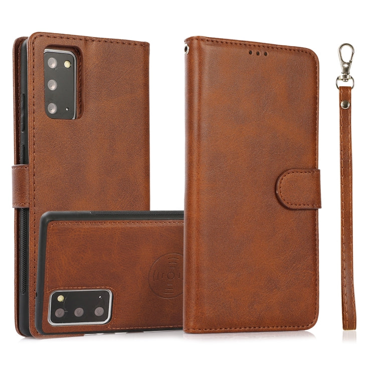 For Samsung Galaxy Note20 Calf Texture 2 in 1 Detachable Magnetic Back Cover Horizontal Flip Leather Case with Holder & Card Slots & Wallet & Photo Frame