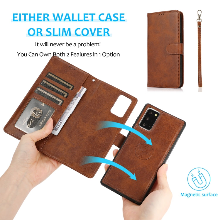 For Samsung Galaxy Note20 Calf Texture 2 in 1 Detachable Magnetic Back Cover Horizontal Flip Leather Case with Holder & Card Slots & Wallet & Photo Frame