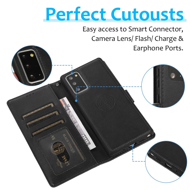 For Samsung Galaxy Note20 Calf Texture 2 in 1 Detachable Magnetic Back Cover Horizontal Flip Leather Case with Holder & Card Slots & Wallet & Photo Frame