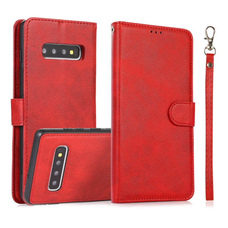 For Samsung Galaxy S10+ Calf Texture 2 in 1 Detachable Magnetic Back Cover Horizontal Flip Leather Case with Holder & Card Slots & Wallet & Photo Frame
