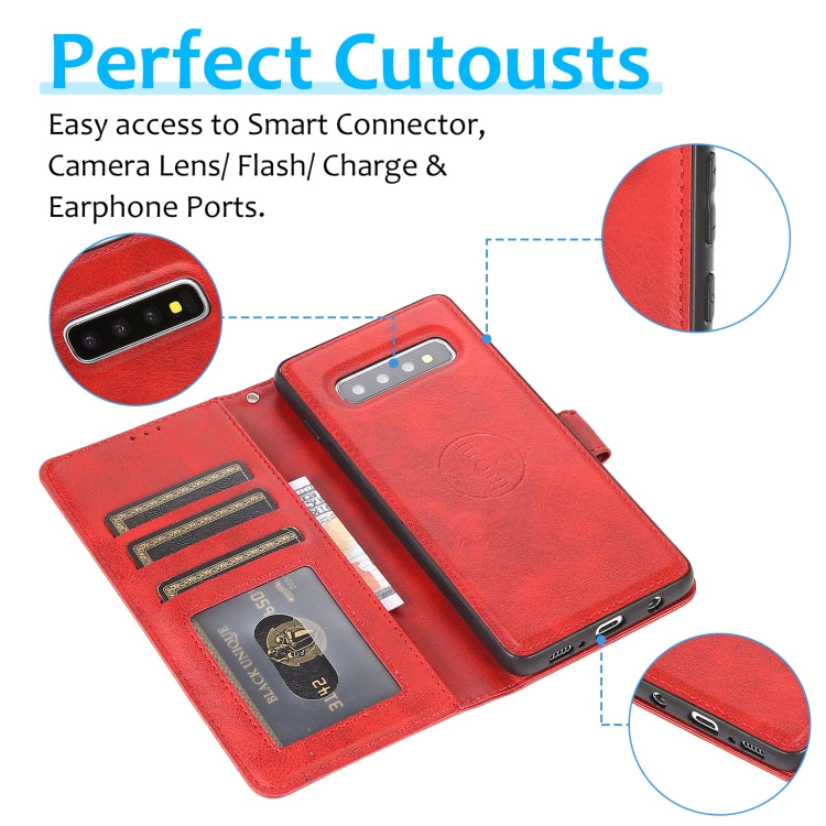 For Samsung Galaxy S10+ Calf Texture 2 in 1 Detachable Magnetic Back Cover Horizontal Flip Leather Case with Holder & Card Slots & Wallet & Photo Frame