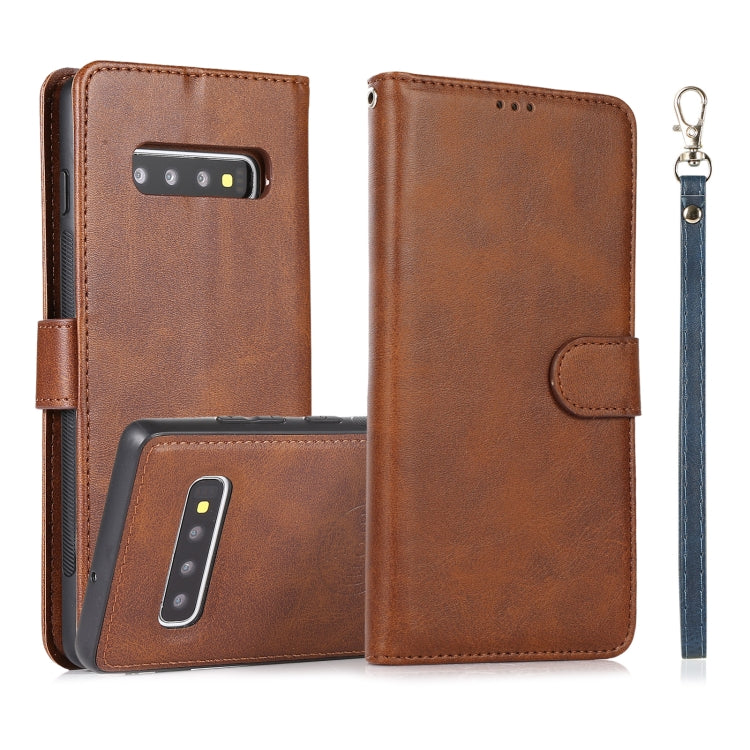 For Samsung Galaxy S10+ Calf Texture 2 in 1 Detachable Magnetic Back Cover Horizontal Flip Leather Case with Holder & Card Slots & Wallet & Photo Frame