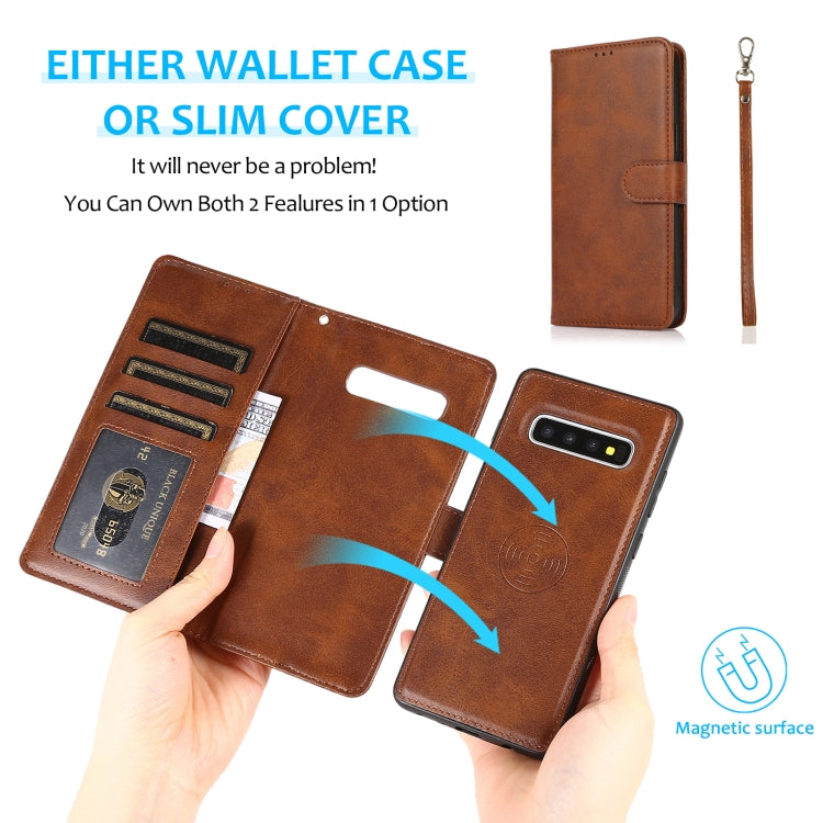 For Samsung Galaxy S10+ Calf Texture 2 in 1 Detachable Magnetic Back Cover Horizontal Flip Leather Case with Holder & Card Slots & Wallet & Photo Frame