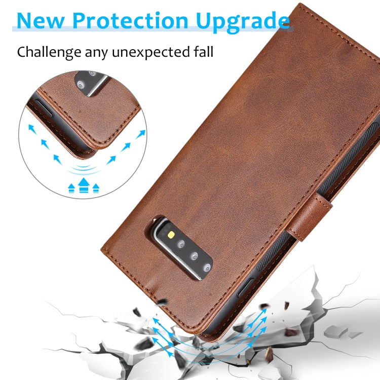 For Samsung Galaxy S10+ Calf Texture 2 in 1 Detachable Magnetic Back Cover Horizontal Flip Leather Case with Holder & Card Slots & Wallet & Photo Frame