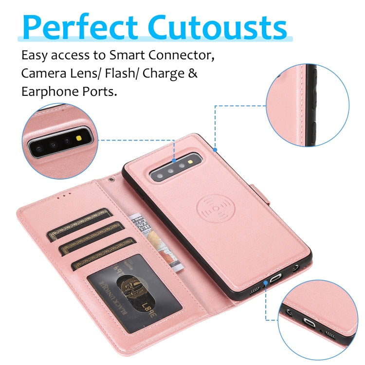 For Samsung Galaxy S10+ Calf Texture 2 in 1 Detachable Magnetic Back Cover Horizontal Flip Leather Case with Holder & Card Slots & Wallet & Photo Frame