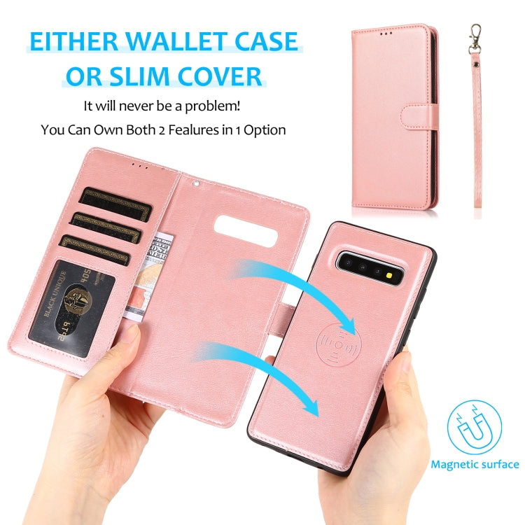 For Samsung Galaxy S10+ Calf Texture 2 in 1 Detachable Magnetic Back Cover Horizontal Flip Leather Case with Holder & Card Slots & Wallet & Photo Frame