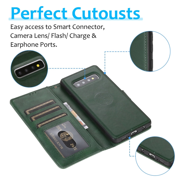 For Samsung Galaxy S10+ Calf Texture 2 in 1 Detachable Magnetic Back Cover Horizontal Flip Leather Case with Holder & Card Slots & Wallet & Photo Frame