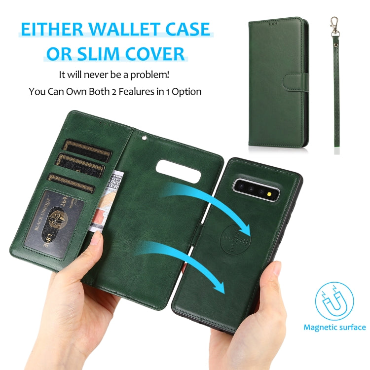 For Samsung Galaxy S10+ Calf Texture 2 in 1 Detachable Magnetic Back Cover Horizontal Flip Leather Case with Holder & Card Slots & Wallet & Photo Frame
