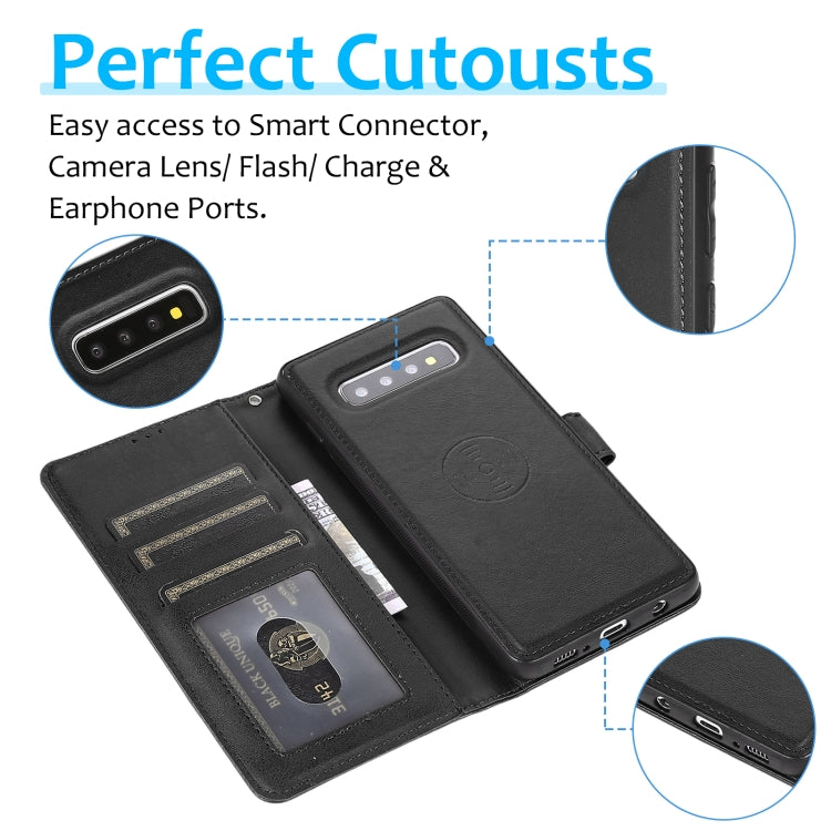 For Samsung Galaxy S10+ Calf Texture 2 in 1 Detachable Magnetic Back Cover Horizontal Flip Leather Case with Holder & Card Slots & Wallet & Photo Frame