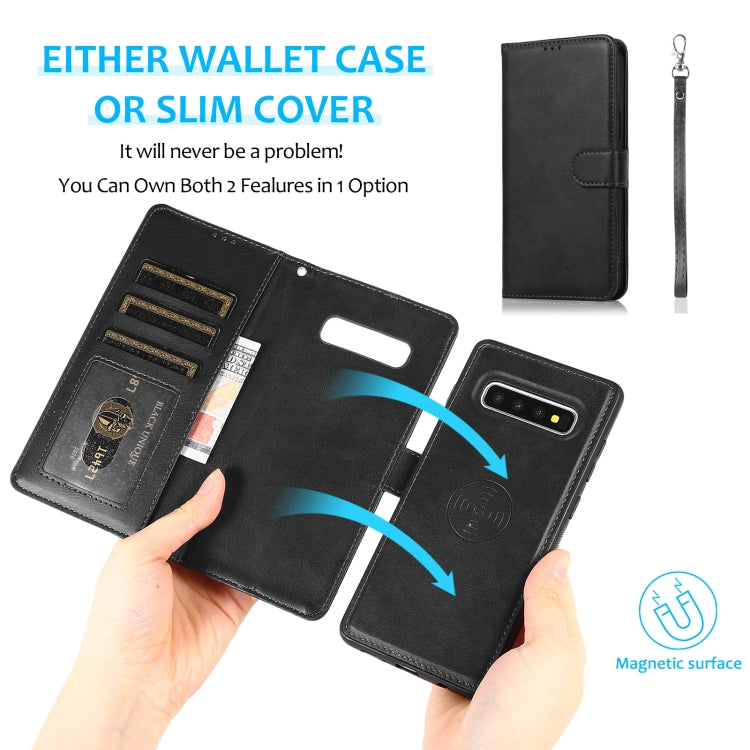 For Samsung Galaxy S10+ Calf Texture 2 in 1 Detachable Magnetic Back Cover Horizontal Flip Leather Case with Holder & Card Slots & Wallet & Photo Frame