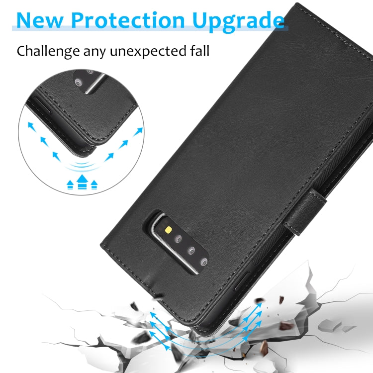 For Samsung Galaxy S10+ Calf Texture 2 in 1 Detachable Magnetic Back Cover Horizontal Flip Leather Case with Holder & Card Slots & Wallet & Photo Frame