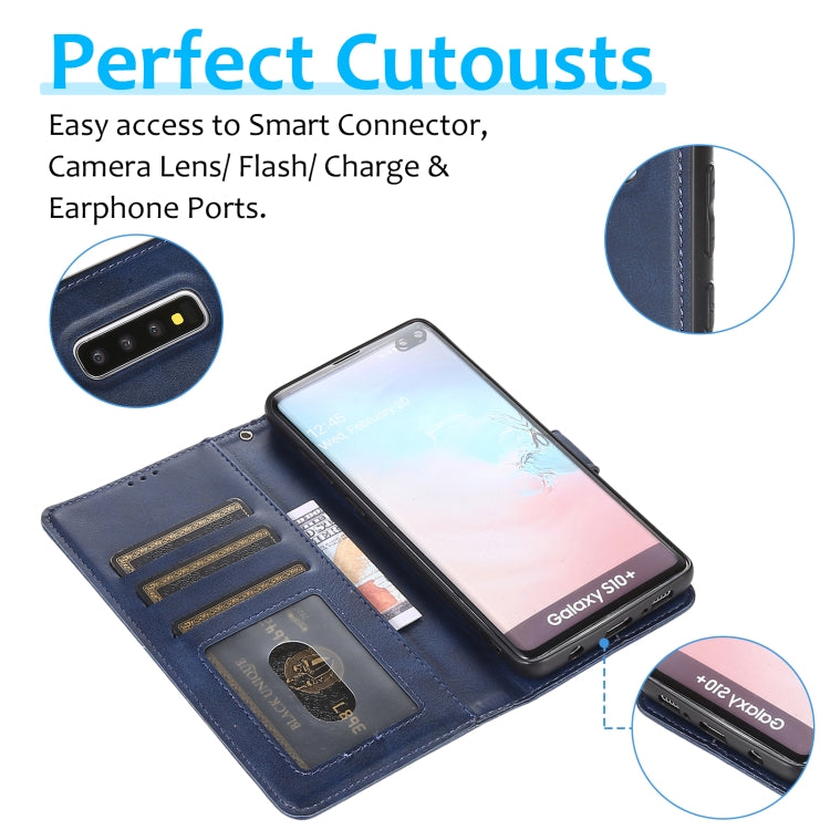 For Samsung Galaxy S10+ Calf Texture 2 in 1 Detachable Magnetic Back Cover Horizontal Flip Leather Case with Holder & Card Slots & Wallet & Photo Frame
