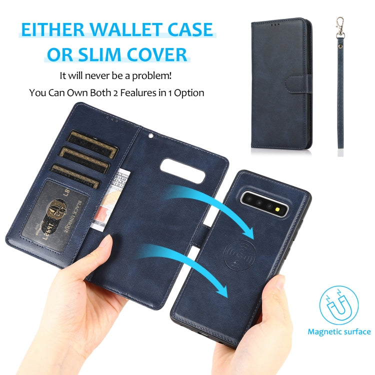 For Samsung Galaxy S10 Calf Texture 2 in 1 Detachable Magnetic Back Cover Horizontal Flip Leather Case with Holder & Card Slots & Wallet & Photo Frame