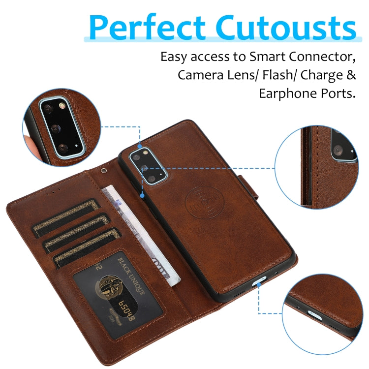 For Samsung Galaxy S20+ Calf Texture 2 in 1 Detachable Magnetic Back Cover Horizontal Flip Leather Case with Holder & Card Slots & Wallet & Photo Frame