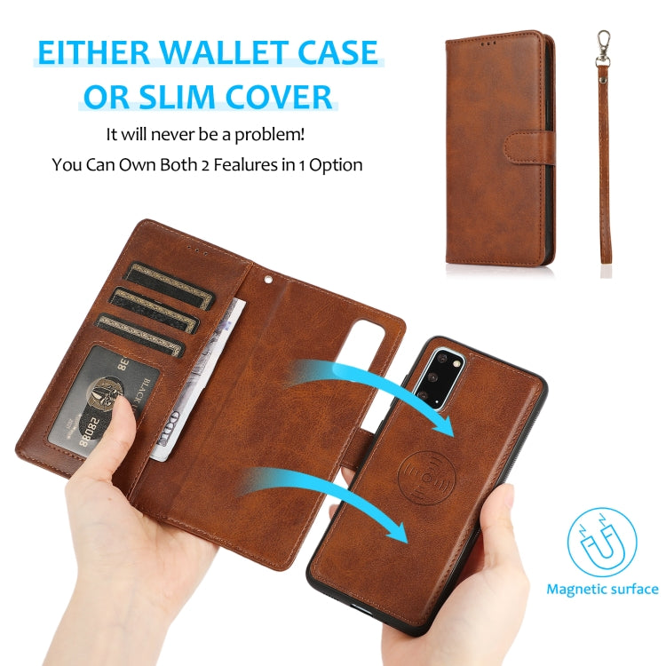 For Samsung Galaxy S20+ Calf Texture 2 in 1 Detachable Magnetic Back Cover Horizontal Flip Leather Case with Holder & Card Slots & Wallet & Photo Frame