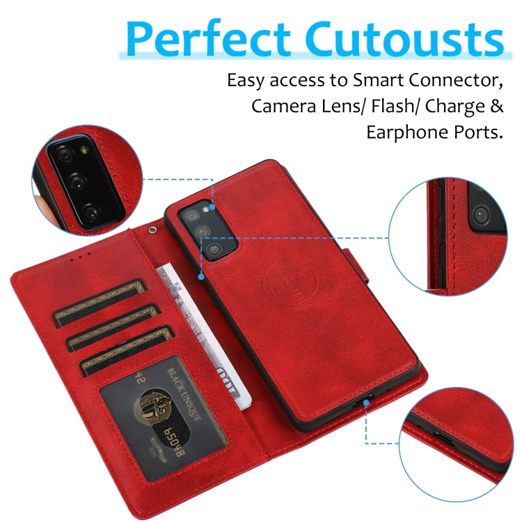 For Samsung Galaxy S20 FE Calf Texture 2 in 1 Detachable Magnetic Back Cover Horizontal Flip Leather Case with Holder & Card Slots & Wallet & Photo Frame