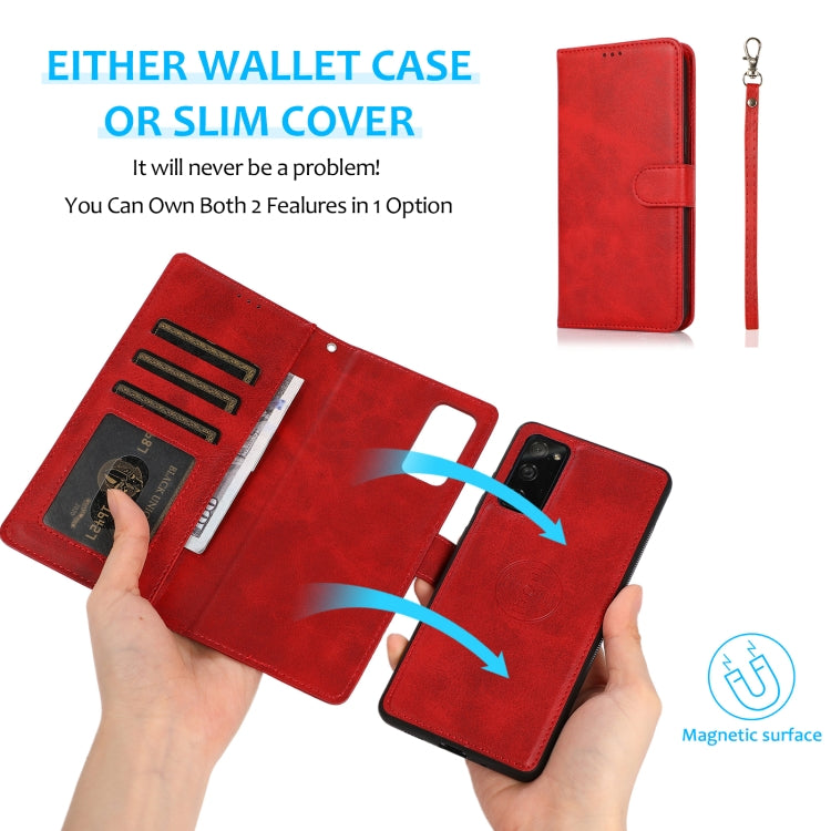 For Samsung Galaxy S20 FE Calf Texture 2 in 1 Detachable Magnetic Back Cover Horizontal Flip Leather Case with Holder & Card Slots & Wallet & Photo Frame