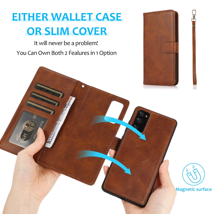 For Samsung Galaxy S20 FE Calf Texture 2 in 1 Detachable Magnetic Back Cover Horizontal Flip Leather Case with Holder & Card Slots & Wallet & Photo Frame