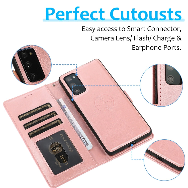 For Samsung Galaxy S20 FE Calf Texture 2 in 1 Detachable Magnetic Back Cover Horizontal Flip Leather Case with Holder & Card Slots & Wallet & Photo Frame