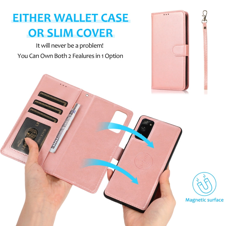 For Samsung Galaxy S20 FE Calf Texture 2 in 1 Detachable Magnetic Back Cover Horizontal Flip Leather Case with Holder & Card Slots & Wallet & Photo Frame