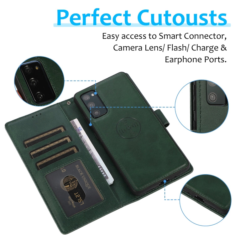 For Samsung Galaxy S20 FE Calf Texture 2 in 1 Detachable Magnetic Back Cover Horizontal Flip Leather Case with Holder & Card Slots & Wallet & Photo Frame
