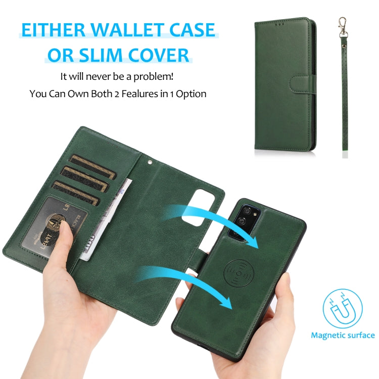 For Samsung Galaxy S20 FE Calf Texture 2 in 1 Detachable Magnetic Back Cover Horizontal Flip Leather Case with Holder & Card Slots & Wallet & Photo Frame