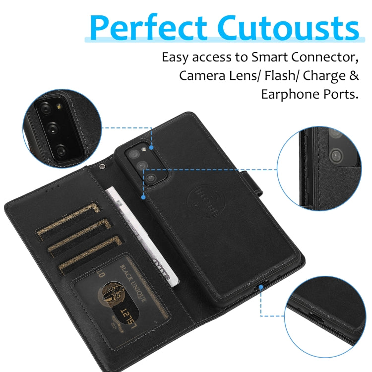 For Samsung Galaxy S20 FE Calf Texture 2 in 1 Detachable Magnetic Back Cover Horizontal Flip Leather Case with Holder & Card Slots & Wallet & Photo Frame