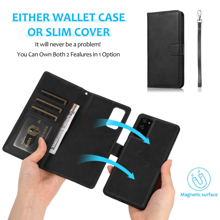 For Samsung Galaxy S20 FE Calf Texture 2 in 1 Detachable Magnetic Back Cover Horizontal Flip Leather Case with Holder & Card Slots & Wallet & Photo Frame