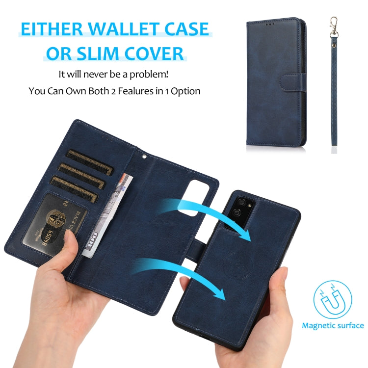 For Samsung Galaxy S20 FE Calf Texture 2 in 1 Detachable Magnetic Back Cover Horizontal Flip Leather Case with Holder & Card Slots & Wallet & Photo Frame