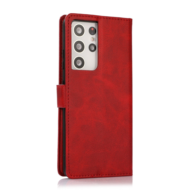 For Samsung Galaxy S21 Ultra 5G Calf Texture 2 in 1 Detachable Magnetic Back Cover Horizontal Flip Leather Case with Holder & Card Slots & Wallet & Photo Frame