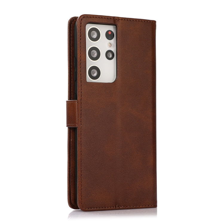 For Samsung Galaxy S21 Ultra 5G Calf Texture 2 in 1 Detachable Magnetic Back Cover Horizontal Flip Leather Case with Holder & Card Slots & Wallet & Photo Frame