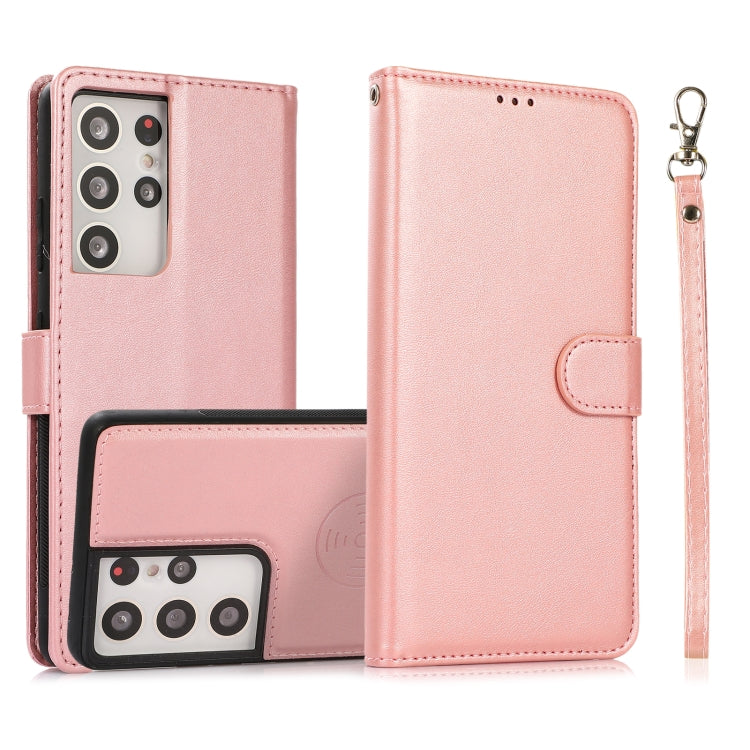 For Samsung Galaxy S21 Ultra 5G Calf Texture 2 in 1 Detachable Magnetic Back Cover Horizontal Flip Leather Case with Holder & Card Slots & Wallet & Photo Frame