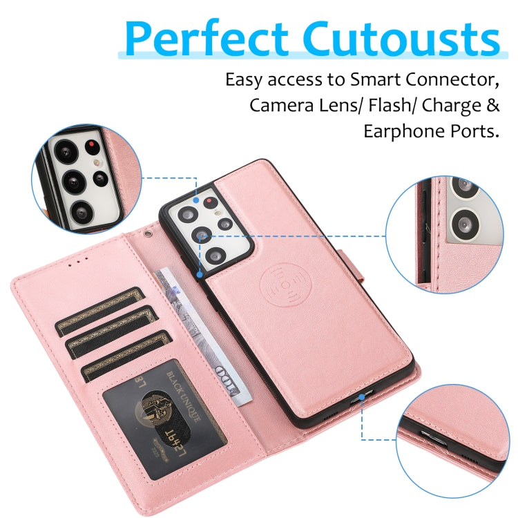 For Samsung Galaxy S21 Ultra 5G Calf Texture 2 in 1 Detachable Magnetic Back Cover Horizontal Flip Leather Case with Holder & Card Slots & Wallet & Photo Frame