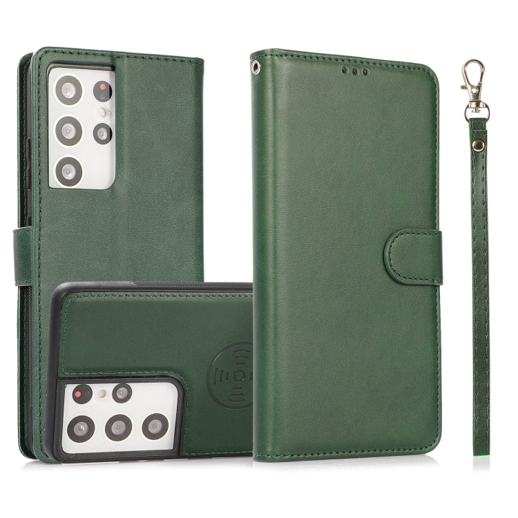 For Samsung Galaxy S21 Ultra 5G Calf Texture 2 in 1 Detachable Magnetic Back Cover Horizontal Flip Leather Case with Holder & Card Slots & Wallet & Photo Frame