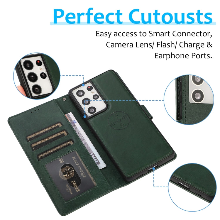 For Samsung Galaxy S21 Ultra 5G Calf Texture 2 in 1 Detachable Magnetic Back Cover Horizontal Flip Leather Case with Holder & Card Slots & Wallet & Photo Frame
